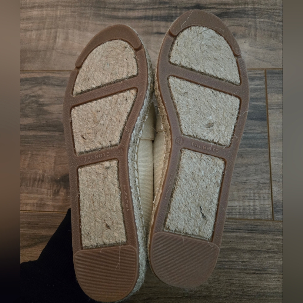 Talbots Women's Cream Espadrille Flats with Butterfly Embroidery - Picture 2 of 4
